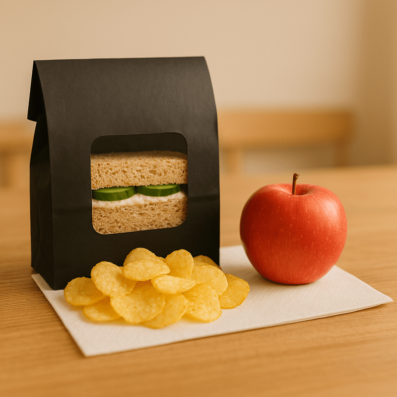 Bespoke Packed Lunch - clearly labelled, ready to serve, and sustainably packaged