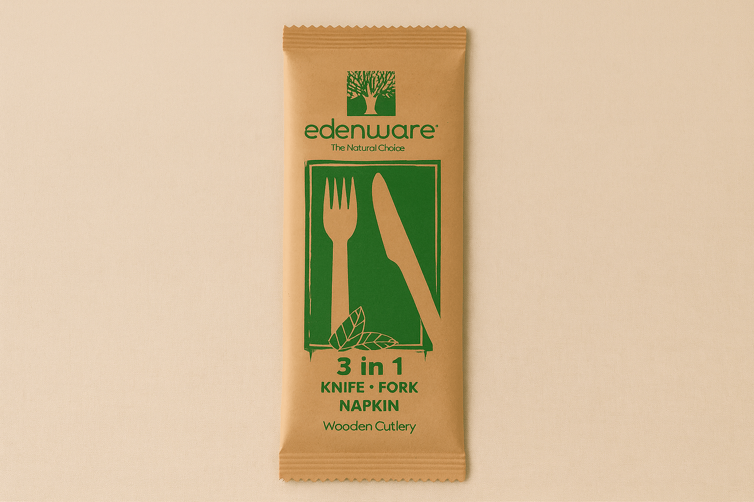 3 in 1 Wooden Cutlery Set (Pack of 10)