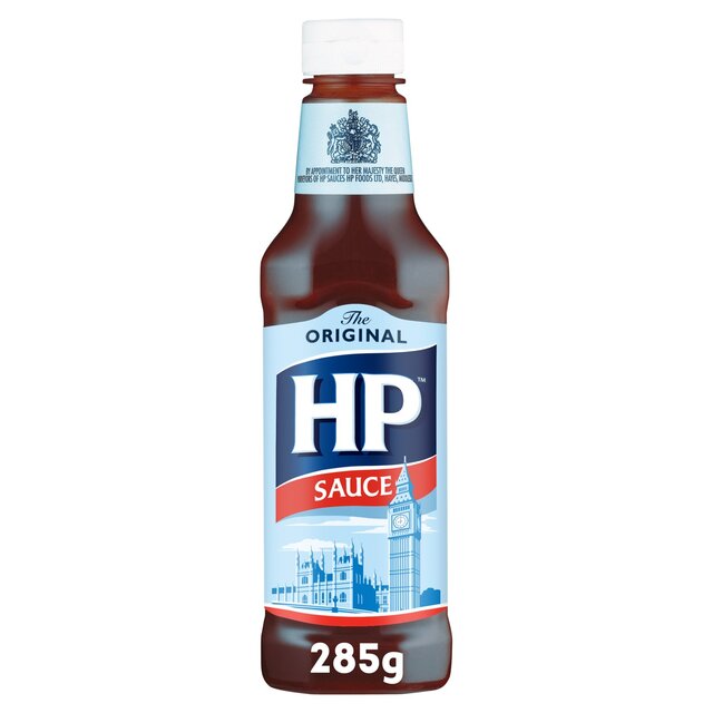 HP Brown Sauce Bottle 285g – classic British condiment for breakfast platters