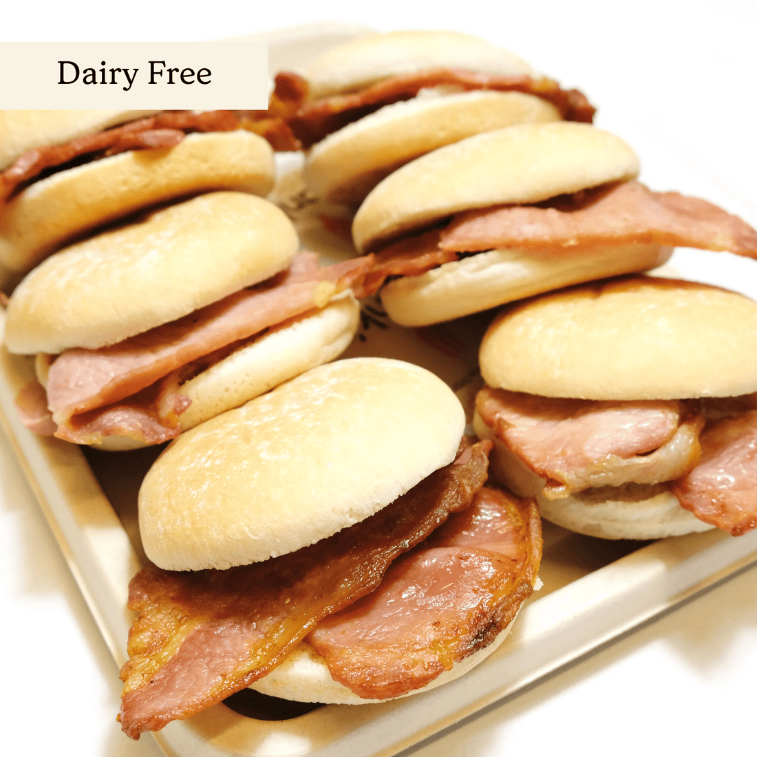 Bacon Breakfast Baps - clearly labelled, ready to serve, and sustainably packaged