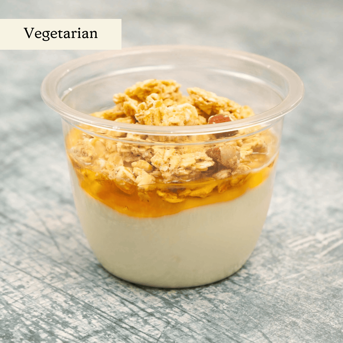 Greek Yoghurt with Honey & Granola Pots - clearly labelled, ready to serve, and sustainably packaged