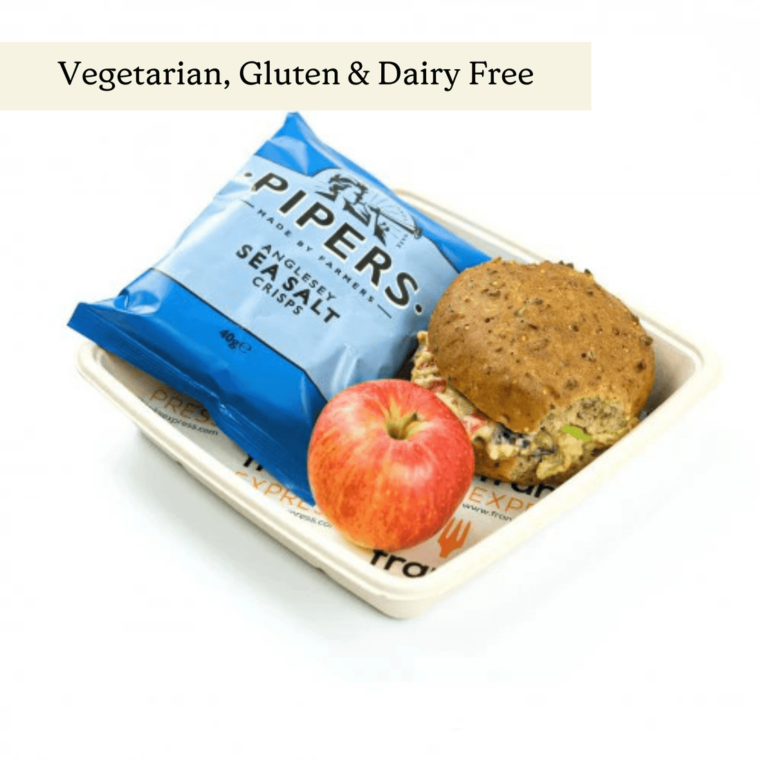 Homous & Grilled Vegetable Gluten Free Lunch Box For One - clearly labelled, ready to serve, and sustainably packaged