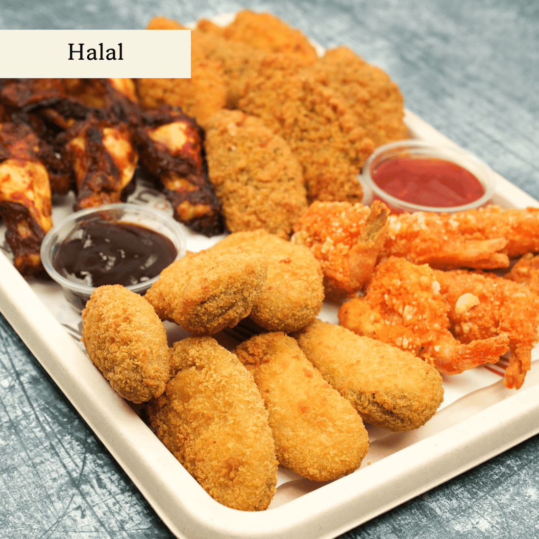 Tex-Mex Canape Selection - clearly labelled, ready to serve, and sustainably packaged